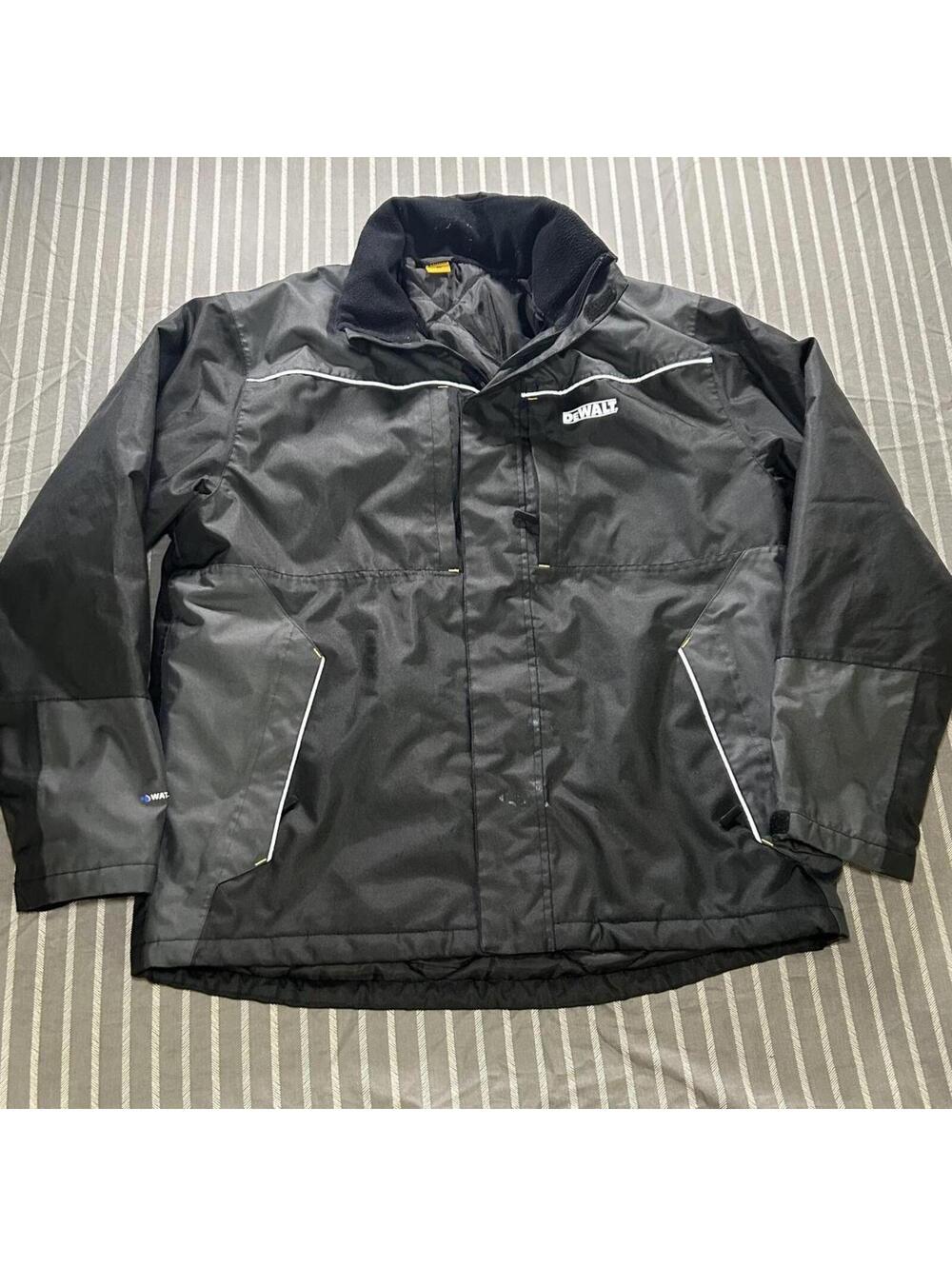 DEWALT Jacket Large Black Grey Mens Hooded Quilted Liner Shell Jacket Men's XL